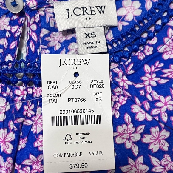 NWT J Crew Long-sleeve floral ruffle-shoulder top - Picture 5 of 7